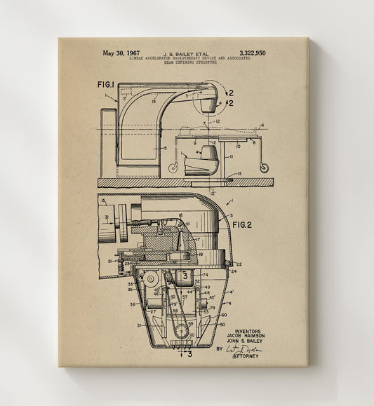 Linear Accelerator Radiotherapy Device And Associated Beam Defining Structure 1967 patent print wall art 8x10 Canvas