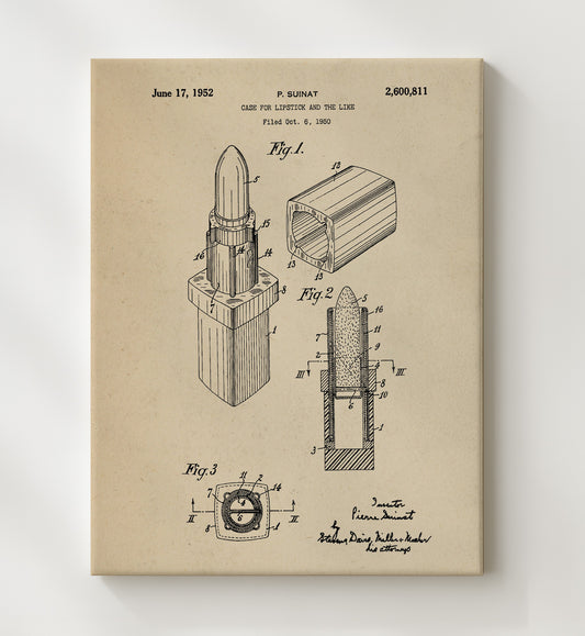 Lipstick Case 1952 patent print wall art 8x10 Canvas