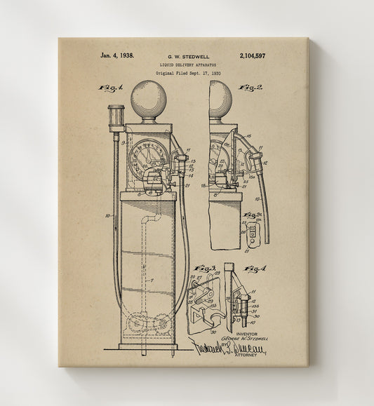 Liquid Delivery Apparatus 1938 patent print wall art 8x10 Canvas