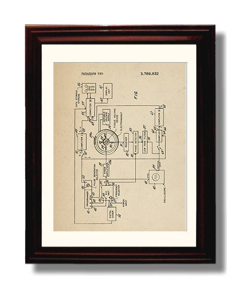 Patent Print - Magnetic Resonance Imaging System - Raymond Damadian - 1974 - Patent 3789832 Patent Wall Art