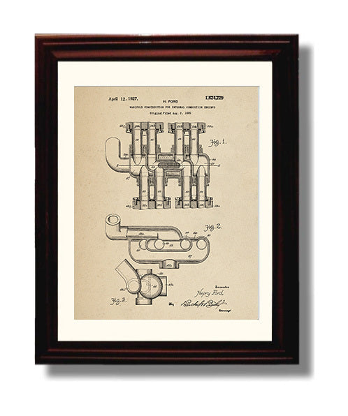 Patent Print - Manifold Construction For Internal Combustion Engines - Henry Ford - 1927 - Patent 1624229 Patent Wall Art