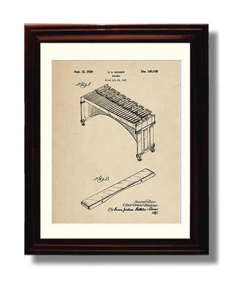 Patent Print - Marimba - Clair Omar Musser - 1950 - Patent 160108 Patent Wall Art