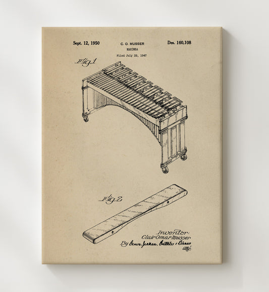 Marimba - 1950 Patent - 20x24 Canvas