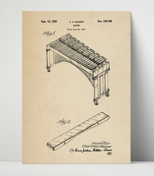 Marimba - 1950 Patent - 16x20 Unframed Print