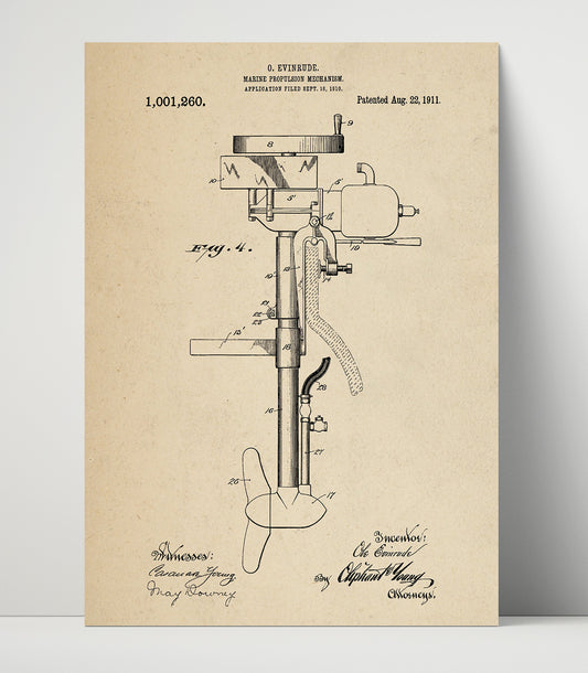Marine Propulsion Mechanism - 1911 Patent - 16x20 Unframed Print
