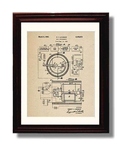 Patent Print - Mass Spectrometry Apparatus - Robert V Langmuir - 1945 - Patent 2370673 Patent Wall Art