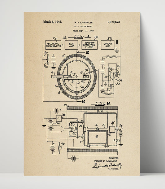 Mass Spectrometry Apparatus - 1945 Patent - 16x20 Unframed Print