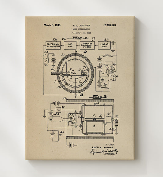 Mass Spectrometry Apparatus - 1945 Patent - 20x24 Canvas