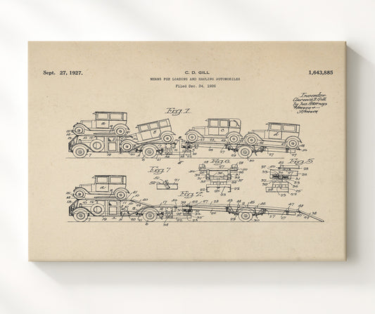 Means For Loading And Hauling Automobiles - 1927 Patent - 20x24 Canvas