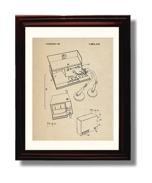 Patent Print - Medical Cardiac Monitoring Device - Cardiac Diagnostics System - 1975 - Patent 3865101 Patent Wall Art