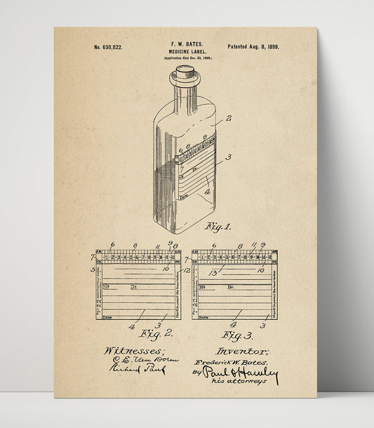 Medicine Label - 1899 Patent - 16x20 Unframed Print