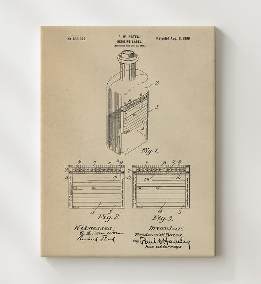 Medicine Label - 1899 Patent - 20x24 Canvas