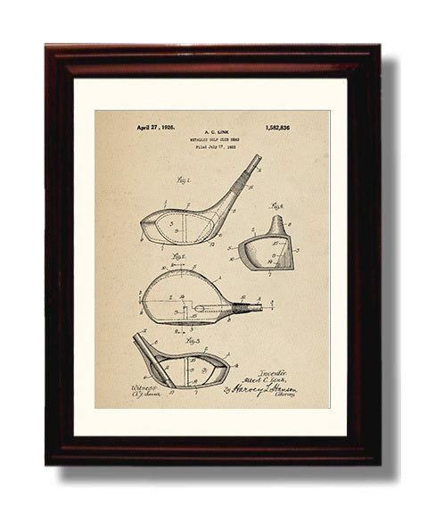 Patent Print - Metallic Golf Club Head - A C Link - 1926 - Patent 1582836 Patent Wall Art