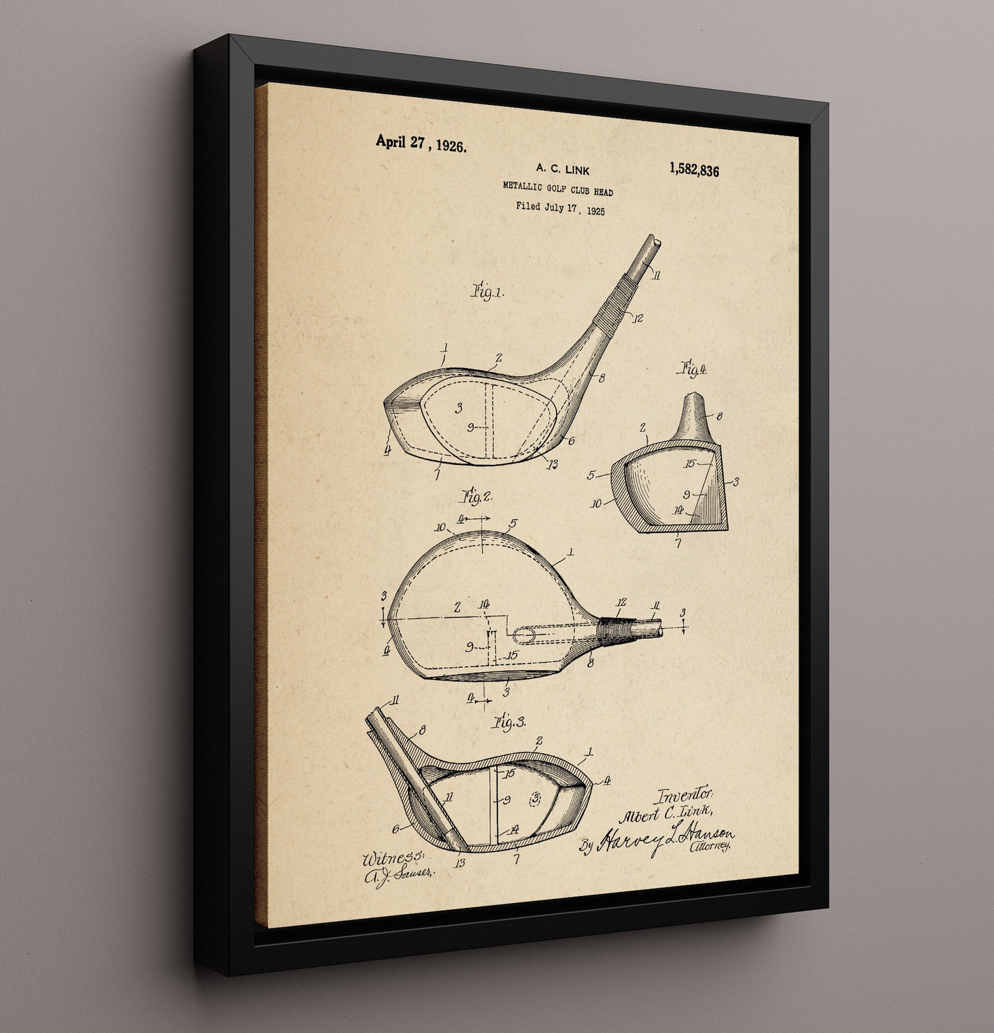 Patent Print - Metallic Golf Club Head - A C Link - 1926 - Patent 1582836 Patent Wall Art