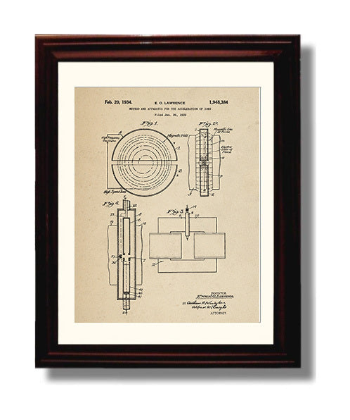 Patent Print - Method And Apparatus For The Acceleration Of Ions - Ernest O Lawrence - 1934 - Patent 1948384 Patent Wall Art