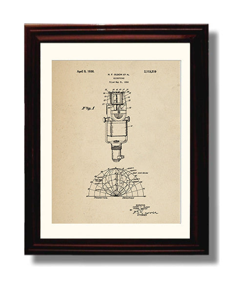 Patent Print - Microphone - Harry F. Olson And Frank Massa - 1938 - Patent 2113219 Patent Wall Art