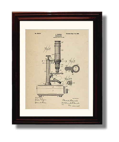 Patent Print - Microscope - E. Bausch - 1900 - Patent 658611 Patent Wall Art