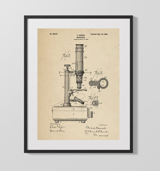 Microscope - 1900 Patent - 16x20 Gallery Frame