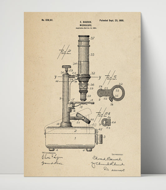 Microscope - 1900 Patent - 16x20 Unframed Print