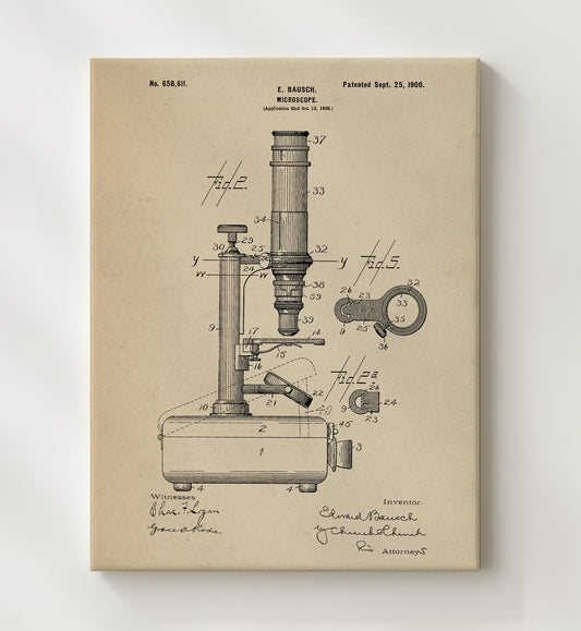 Microscope - 1900 Patent - 20x24 Canvas