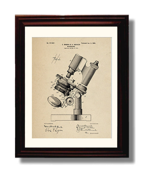 Patent Print - Microscope - Edward Bausch And August Koehler - 1899 - Patent 617007 Patent Wall Art