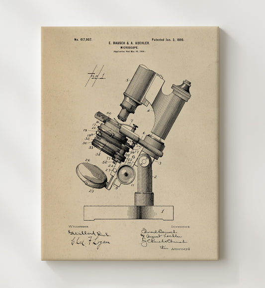 Microscope - 1899 Patent - 20x24 Canvas