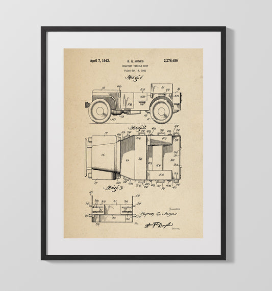Military Vehicle Body - 1942 Patent - 16x20 Gallery Frame