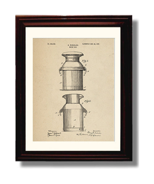 Patent Print - Milk Can - H. Wehrhahn - 1905 - Patent 808326 Patent Wall Art