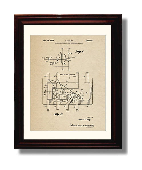 Patent Print - Miniature Semiconductor Integrated Circuit - Jack S Kilby - 1963 - Patent 3115581 Patent Wall Art