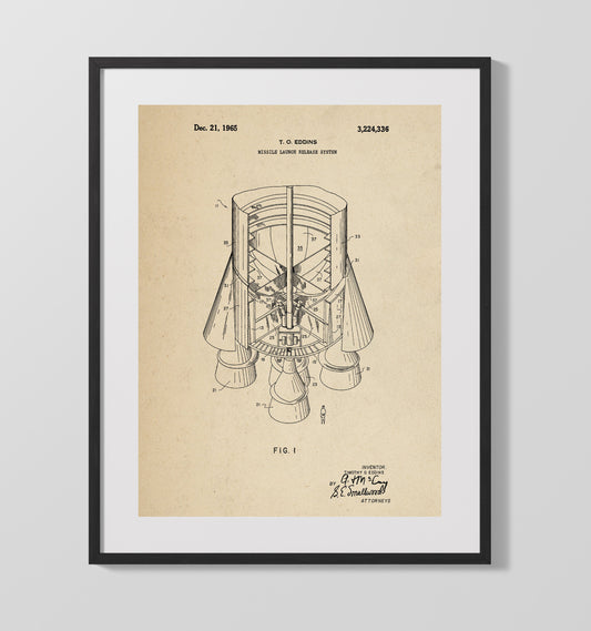 Missile Launch Release System - 1965 Patent - 16x20 Gallery Frame