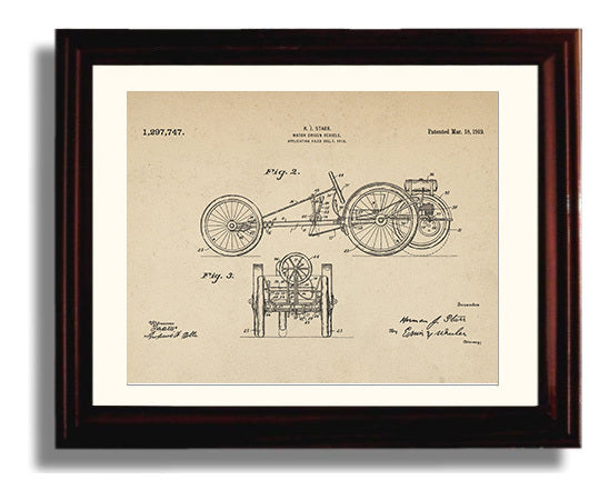 Patent Print - Motor Driven Vehicle - Herman J Starr - 1919 - Patent 1297747 - Landscape Patent Wall Art