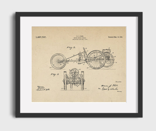 Motor Driven Vehicle - 1919 Patent - 16x20 Gallery Frame