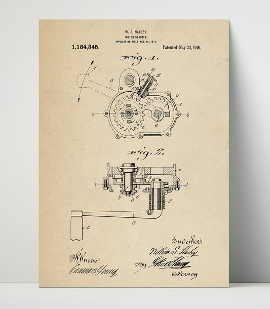 Motor Starter - 1916 Patent - 16x20 Unframed Print