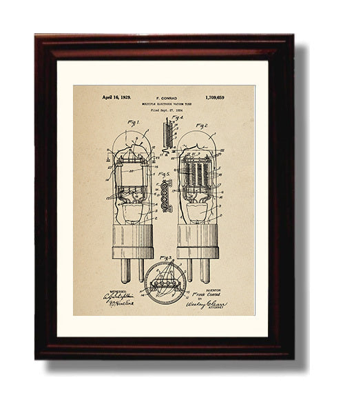 Patent Print - Multiple Electrode Vacuum Tube - Frank Conrad - 1929 - Patent 1709659 Patent Wall Art