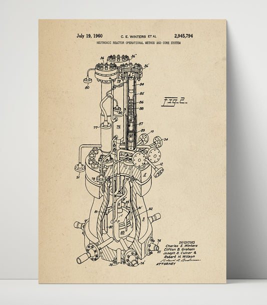 Neutronic Reactor Operational Method And Core System - 1960 Patent - 16x20 Unframed Print
