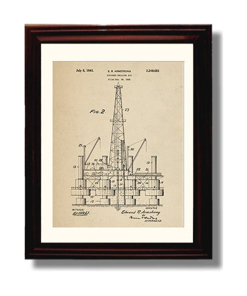 Patent Print - Offshore Drilling Rig - Edward R Armstrong - 1941 - Patent 2248051 Patent Wall Art