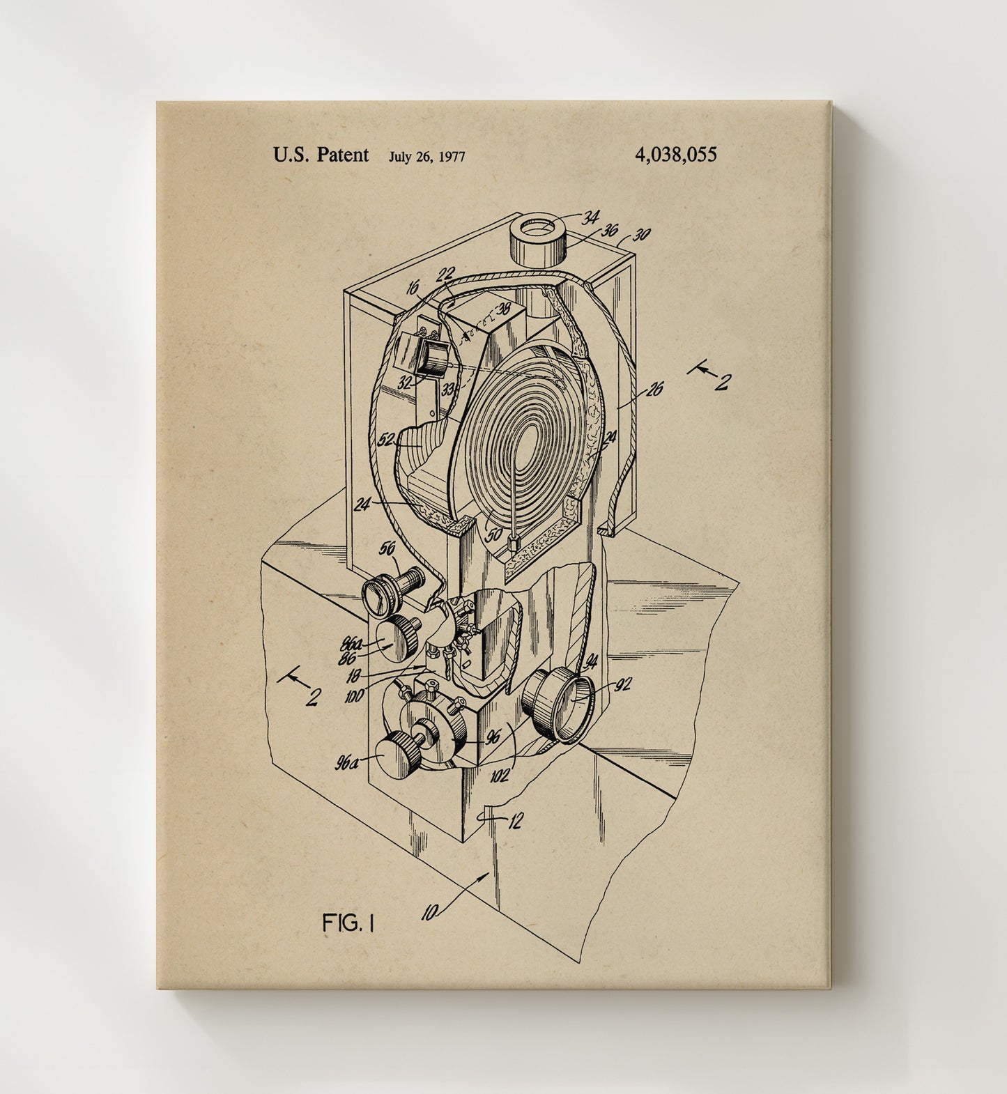 Patent Print - Optical Projection Device - Unknown Inventor - 1977 - Patent 4038055 Patent Wall Art