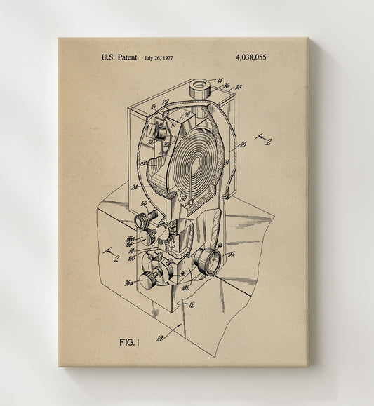Optical Projection Device 1977 patent print wall art 8x10 Canvas