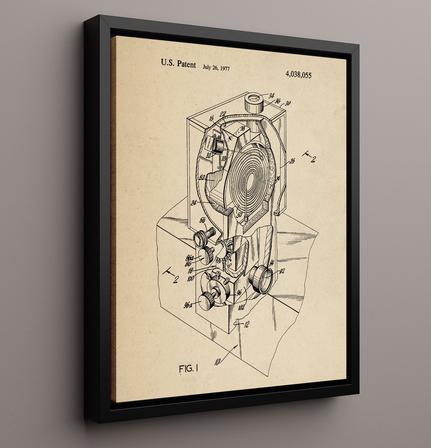 Patent Print - Optical Projection Device - Unknown Inventor - 1977 - Patent 4038055 Patent Wall Art