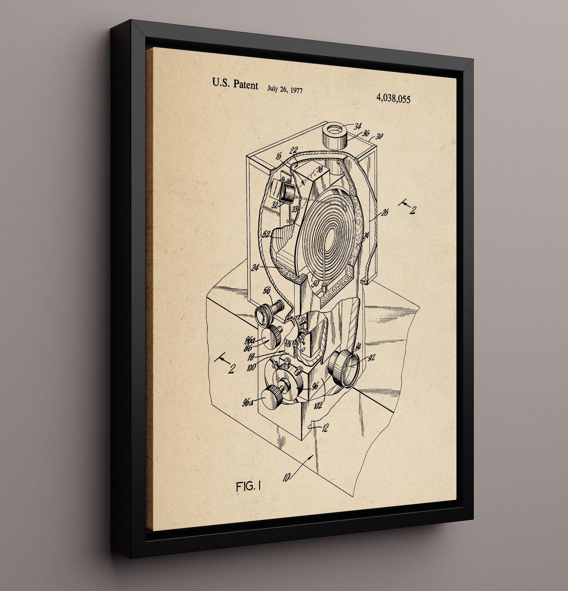 Patent Print - Optical Projection Device - Unknown Inventor - 1977 - Patent 4038055 Patent Wall Art