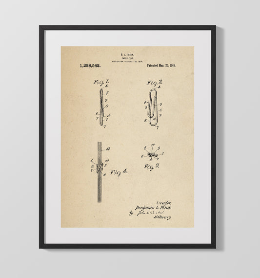 Paper Clip - 1919 Patent - 16x20 Gallery Frame