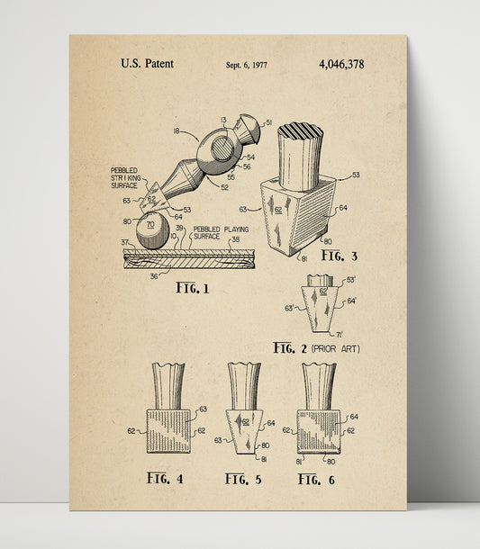 Pebbled Table Tennis Paddle Surface - 1977 Patent - 16x20 Unframed Print