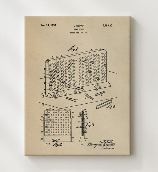 Peg Game Board 1935 patent print wall art 8x10 Canvas