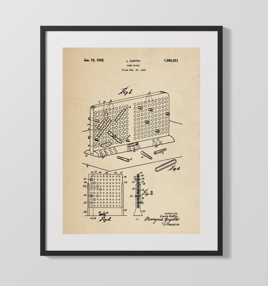 Peg Game Board - 1935 Patent - 16x20 Gallery Frame