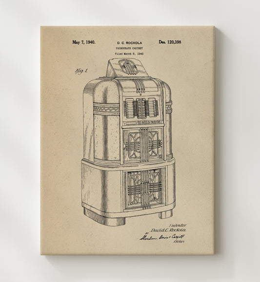 Phonograph Cabinet 1940 patent print wall art 8x10 Canvas