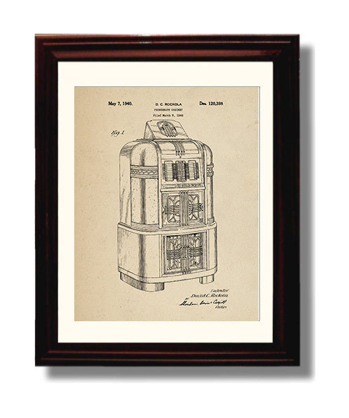Patent Print - Phonograph Cabinet - David C. Rockola - 1940 - Patent 120398 Patent Wall Art