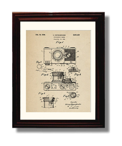 Patent Print - Photographic Camera - Heinz Koppenbender - 1936 - Patent 2031321 Patent Wall Art