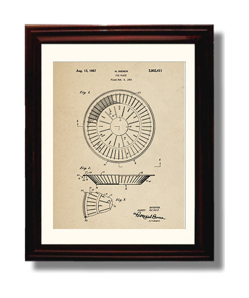 Patent Print - Pie Plate - Harry Riener - 1957 - Patent 2802411 Patent Wall Art