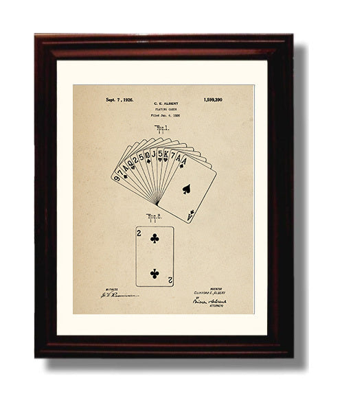 Patent Print - Playing Cards - Clifford E Albert - 1926 - Patent 1599390 Patent Wall Art