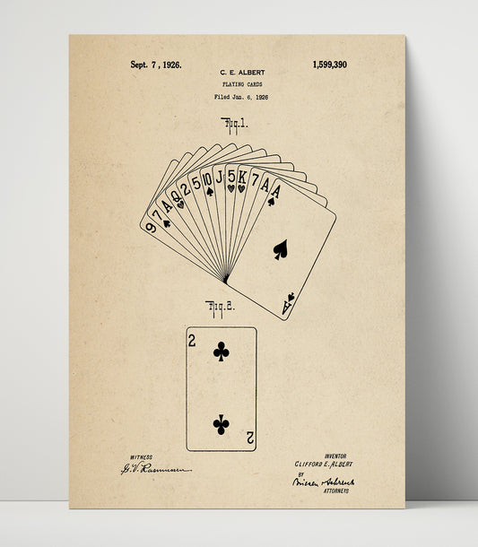 Playing Cards - 1926 Patent - 16x20 Unframed Print